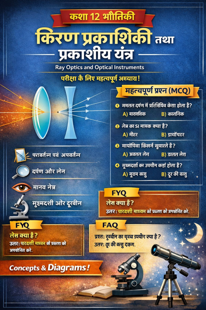 Class 12 Physics Chapter 9 – किरण प्रकाशिकी तथा प्रकाशीय यंत्र